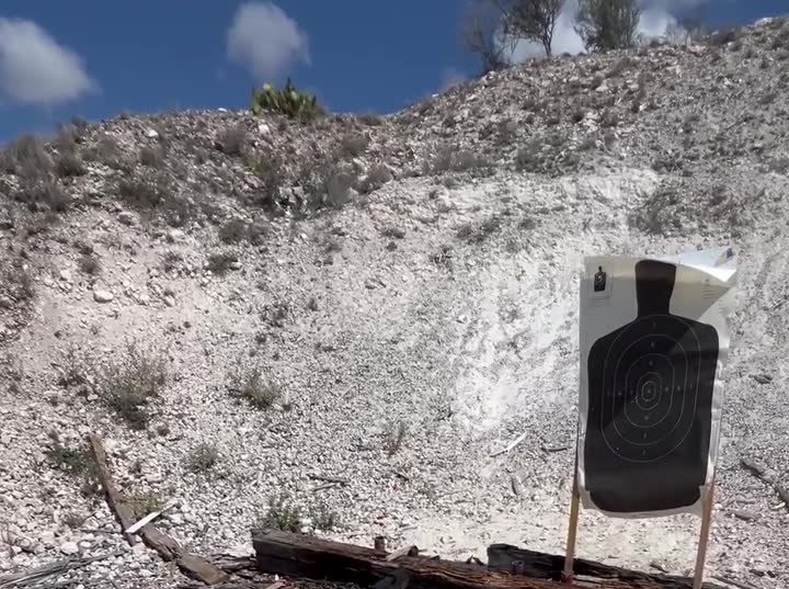Silhouette targets on an outdoor range near Del Rio, Texas